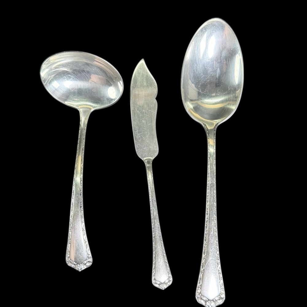Easterling Rosemary Sterling Silver Serving Spoon, Ladle & Master Butter Knife